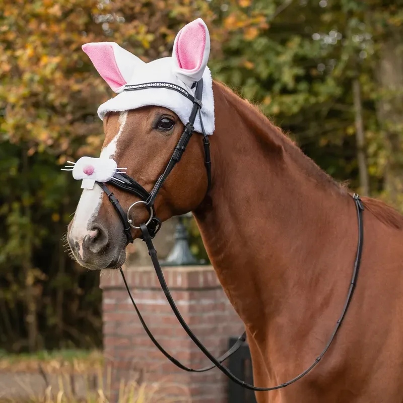 QHP Easter Bunny Noseband Accessory - White-2