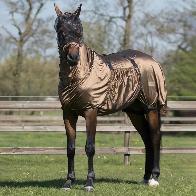 QHP Eczema Fly Mask with Ears - Brown-1