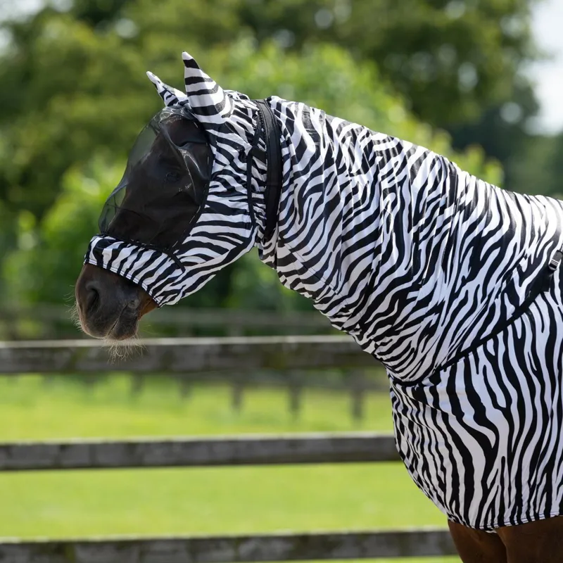 QHP Sweet Itch Fly Mask with Ears - White