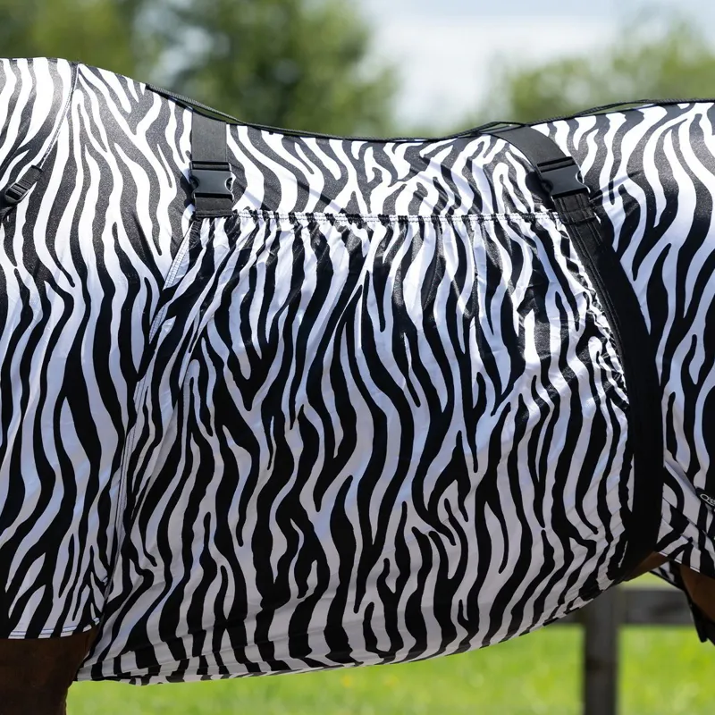 QHP Eczema Sweet Itch Combo Neck Fly Sheet - Zebra-4