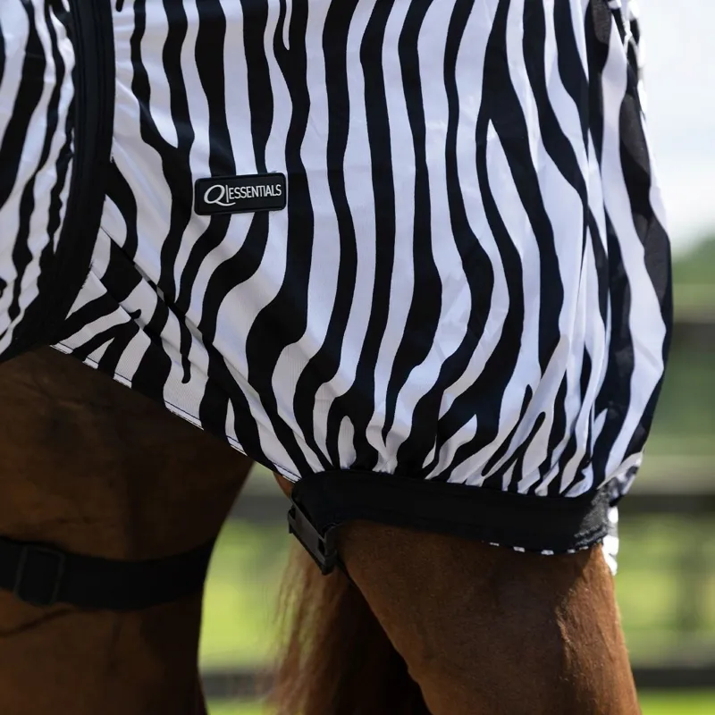 QHP Eczema Sweet Itch Combo Neck Fly Sheet - Zebra-5