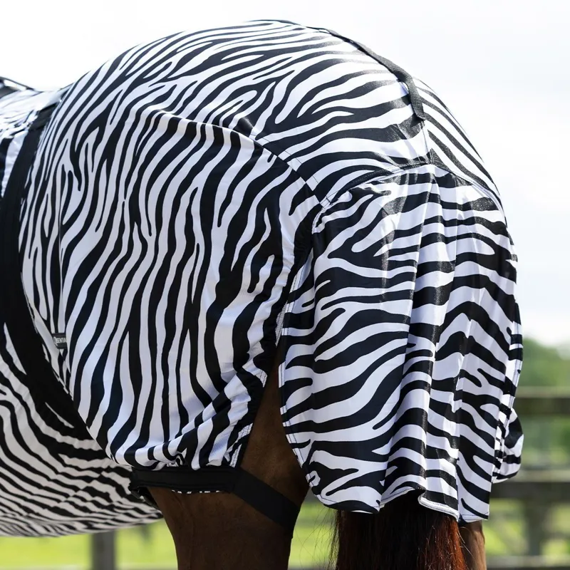 QHP Eczema Sweet Itch Combo Neck Fly Sheet - Zebra-2