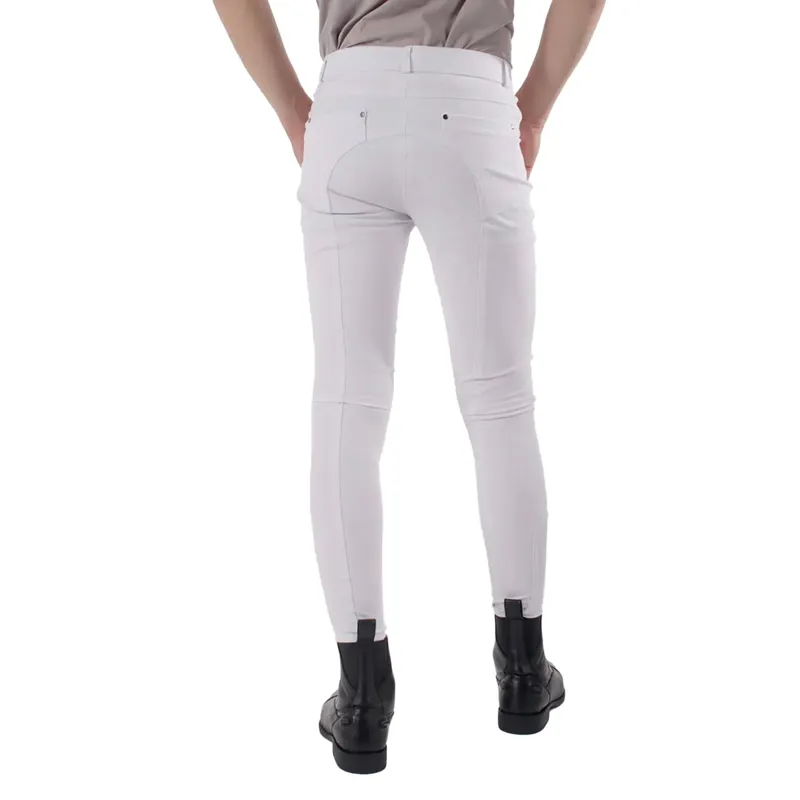 QHP Fillip Knee Patch Junior Boys Competition Breeches - White-3