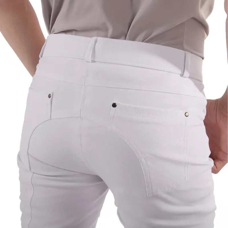 QHP Fillip Knee Patch Junior Boys Competition Breeches - White-5