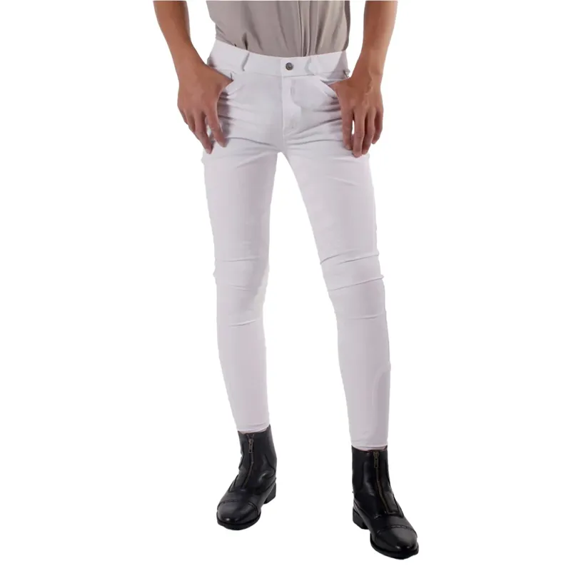 QHP Fillip Knee Patch Junior Boys Competition Breeches - White