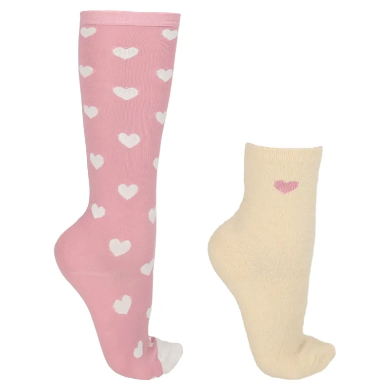QHP Fluffy Heart Socks Gift Box - 2 Pack