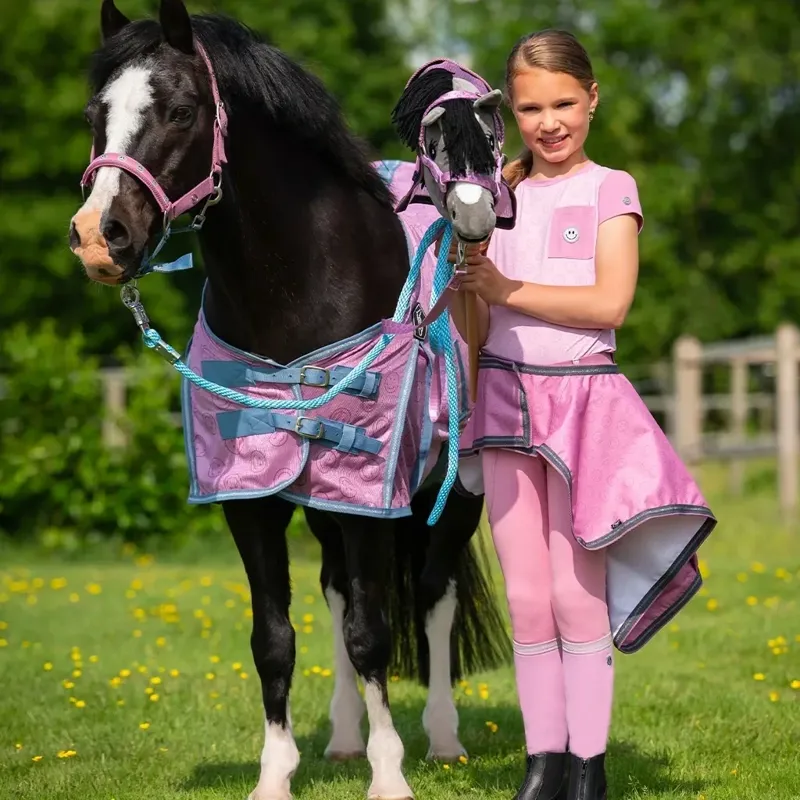 QHP Hobby Horse Halter and Lead Rope Set - Cheery Pink-2