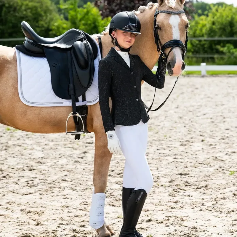 QHP Kynlee Glitter Junior Girls Show Coat - Black-8