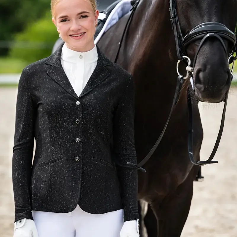 QHP Kynlee Glitter Women's Show Jacket - Black-4