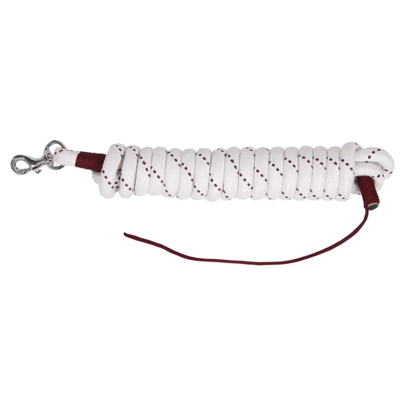 QHP 4.2m Lead Rope 14mm Wide White/Burgundy