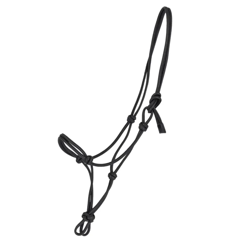 QHP Liberta Leather Rope Halter - Black