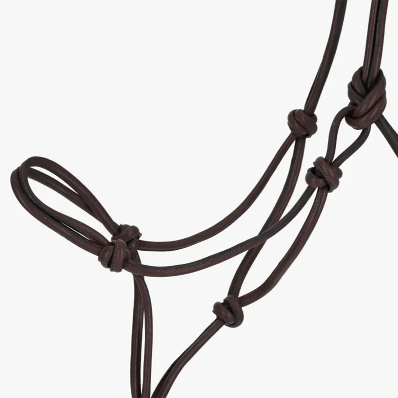QHP Liberta Leather Rope Halter - Brown-2