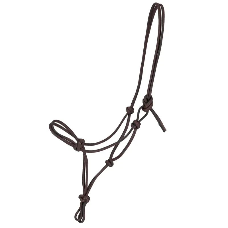 QHP Liberta Leather Rope Halter - Brown