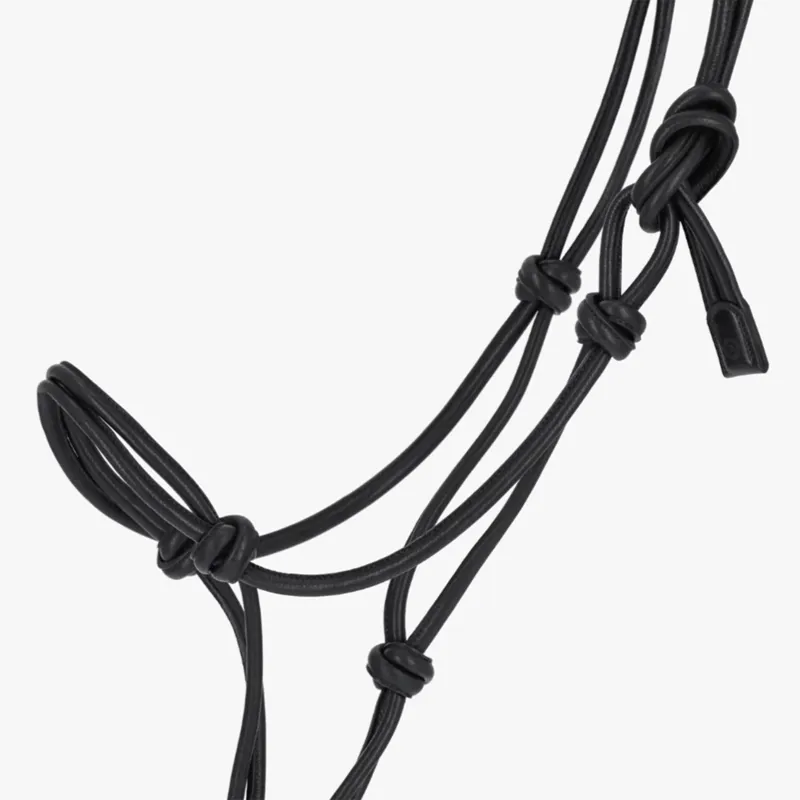 QHP Liberta Leather Rope Halter - Black-2
