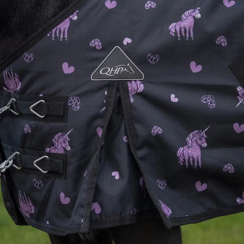 QHP Lize 100g Turnout Blanket - Black/Violet-4