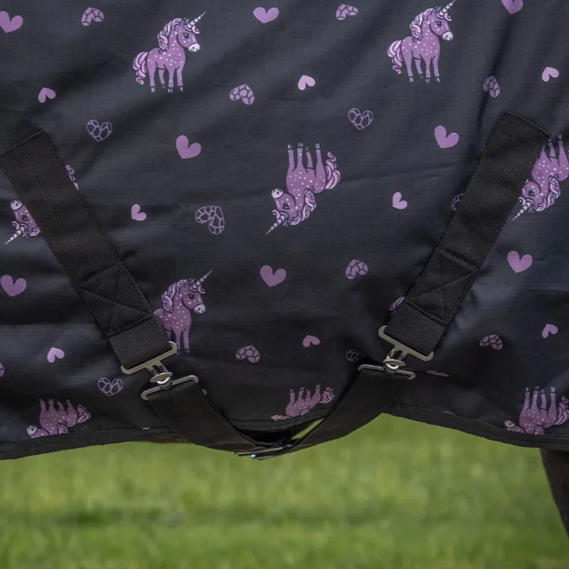 QHP Lize 100g Turnout Blanket - Black/Violet-5