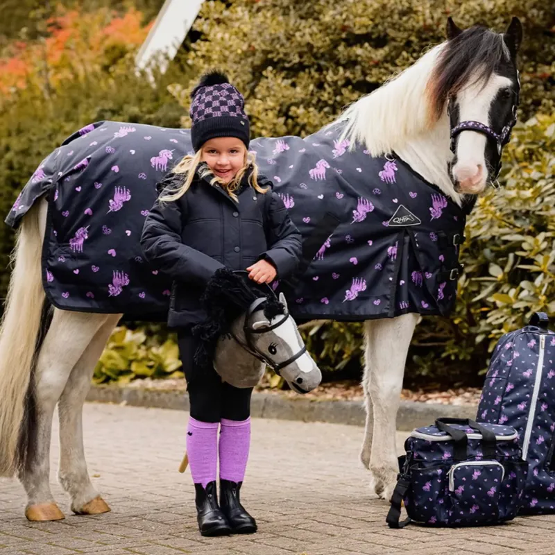 QHP Lize 100g Turnout Blanket - Black/Violet-2