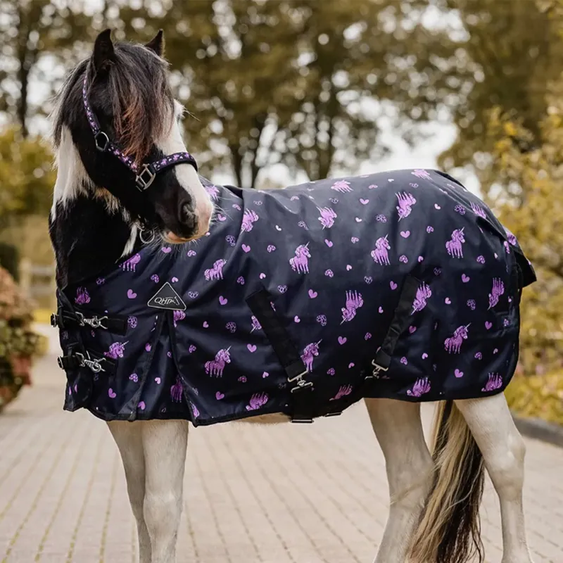 QHP Lize 100g Turnout Blanket - Black/Violet
