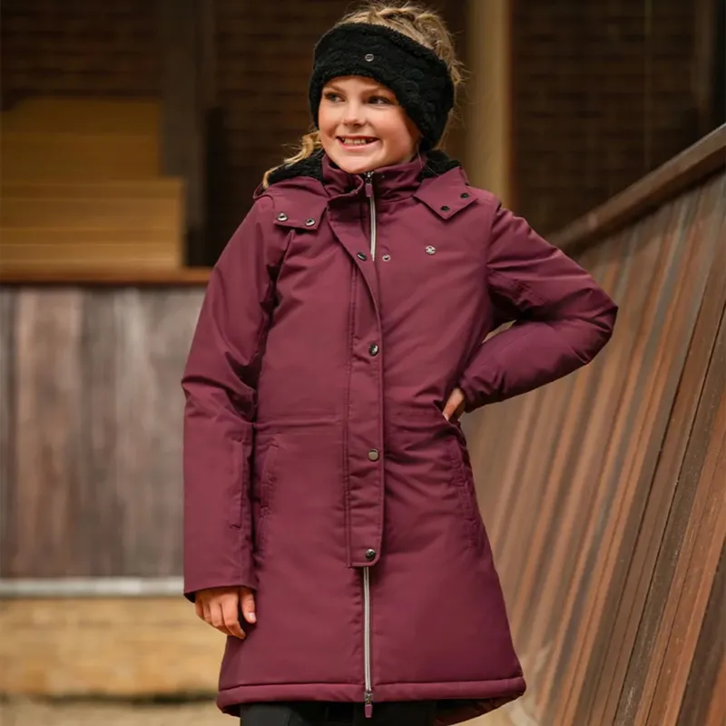 QHP Maelynn Junior Girls Winter Jacket - Wine Red-4
