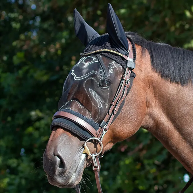 QHP Riding Fly Mask with Ears - Black
