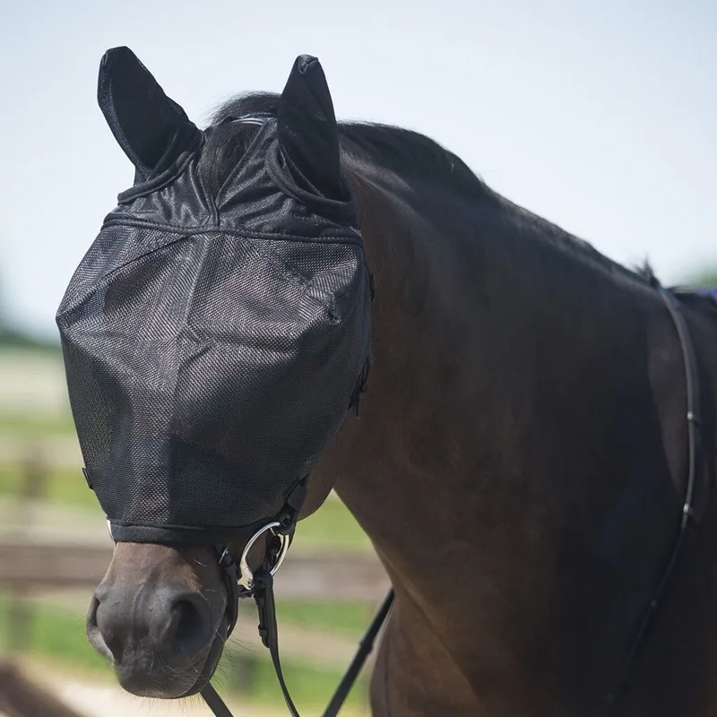 QHP Riding Fly Mask with Ears - Black