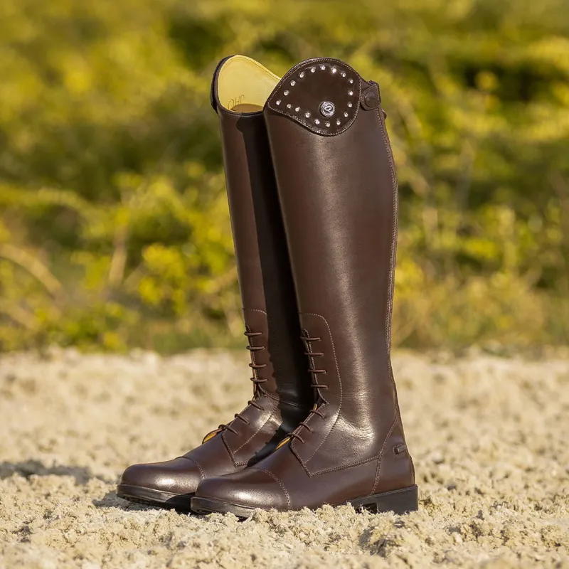 QHP Romy Crystal Exchangeable Riding Boot Top - Brown-1