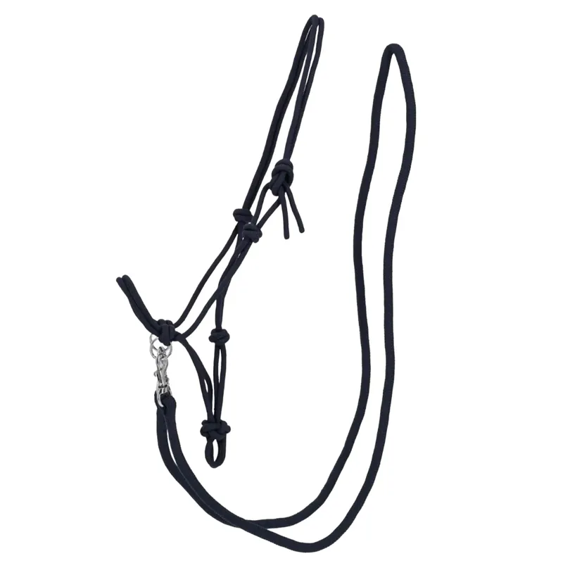 QHP Colour Rope Halter with Reins - Navy