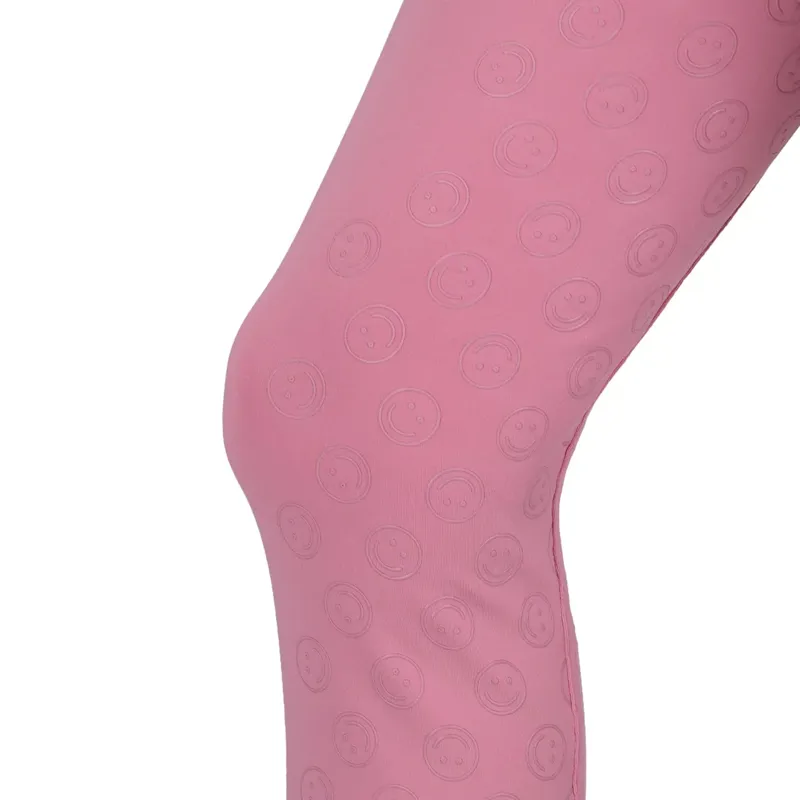 QHP Rosalynn Full Grip Junior Girls Riding Tights - Cheery Pink-2