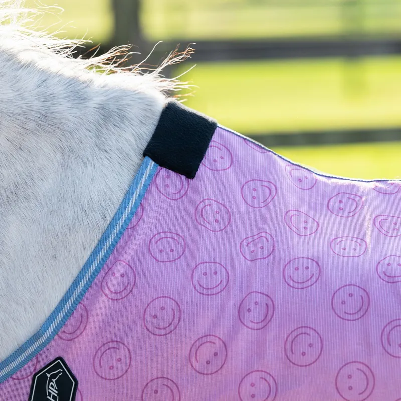 QHP Rosalynn Standard Neck Fly Sheet - Pink/Blue-3
