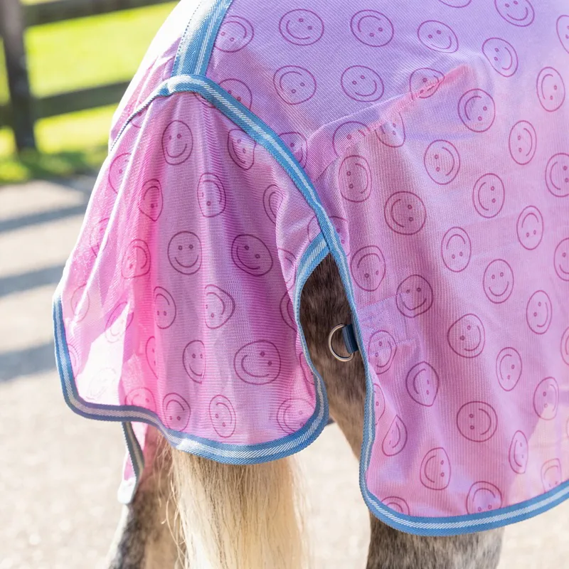QHP Rosalynn Standard Neck Fly Sheet - Pink/Blue-6