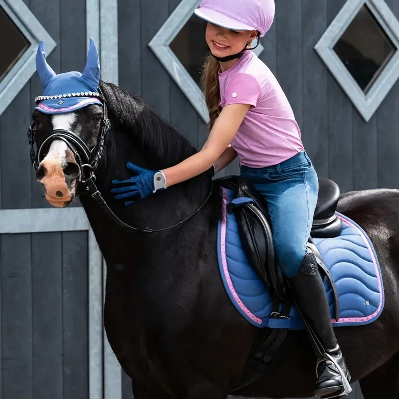 QHP Rosalynn Reversible Young Rider Helmet Cover - Pink/Blue-4