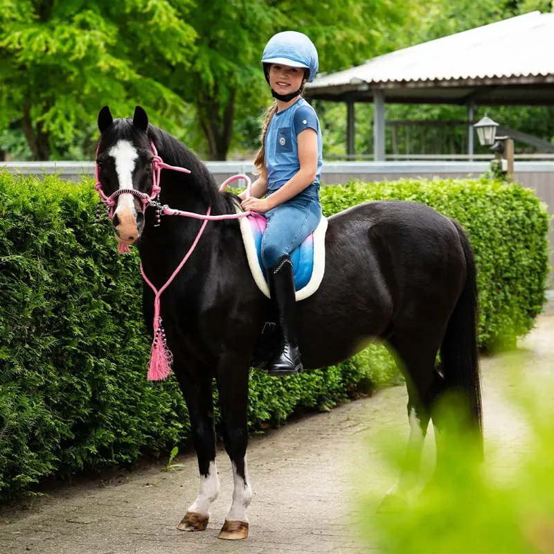 QHP Rosalynn Reversible Young Rider Helmet Cover - Pink/Blue-5