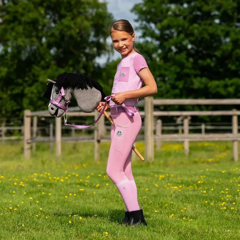 QHP Rosalynn Junior Girls Knee High Riding Socks 2 Pack - Pink/Blue-2