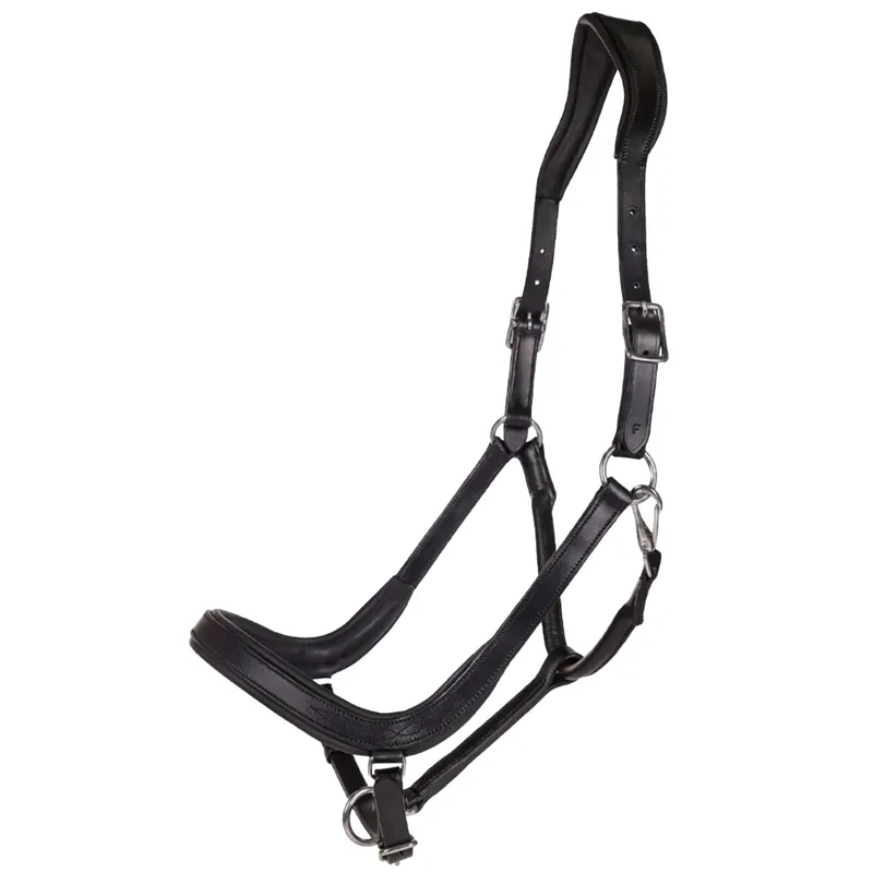 QHP Salerno Anatomic Leather Halter - Black