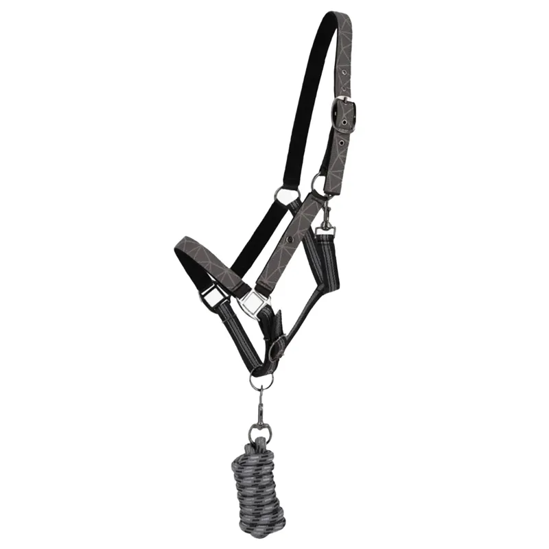 QHP Turnout Collection Halter and Lead Rope Set - Grey Reflective