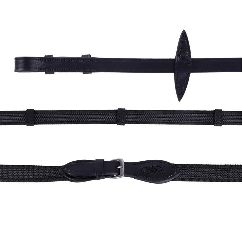 QHP Anti-Slip Continental Web Reins - Black-1