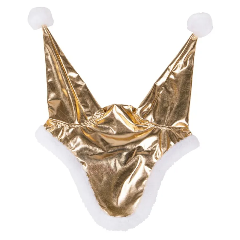 QHP Santa Horse Ear Net - Gold-1