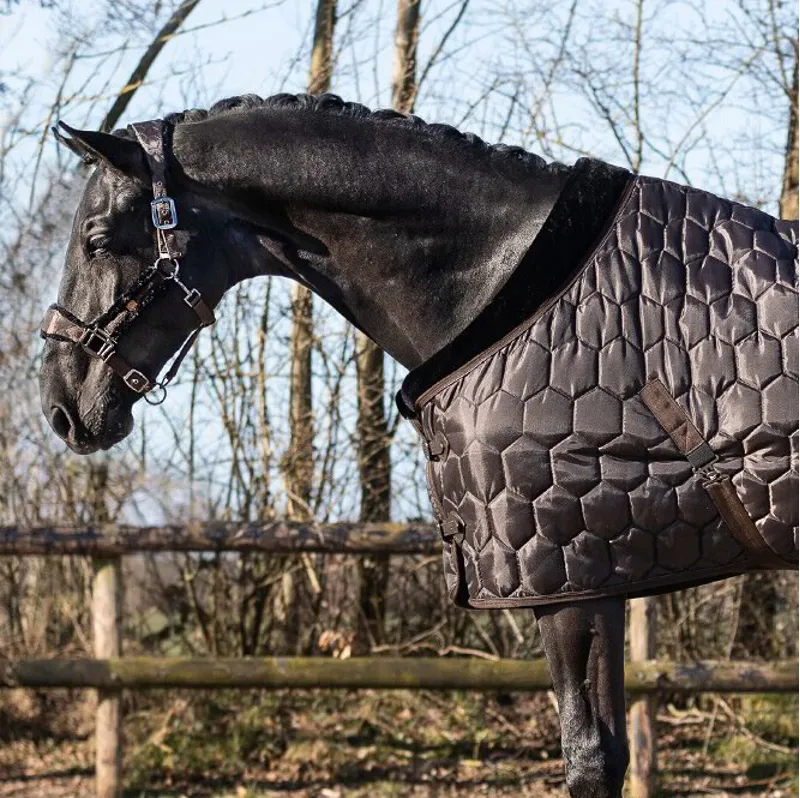 QHP Classy Quilt 100g Stable Blanket - Dark Brown-1