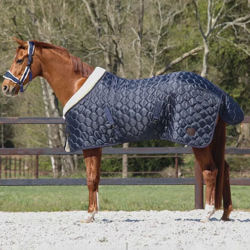 QHP Classy Quilt 100g Stable Blanket - Navy