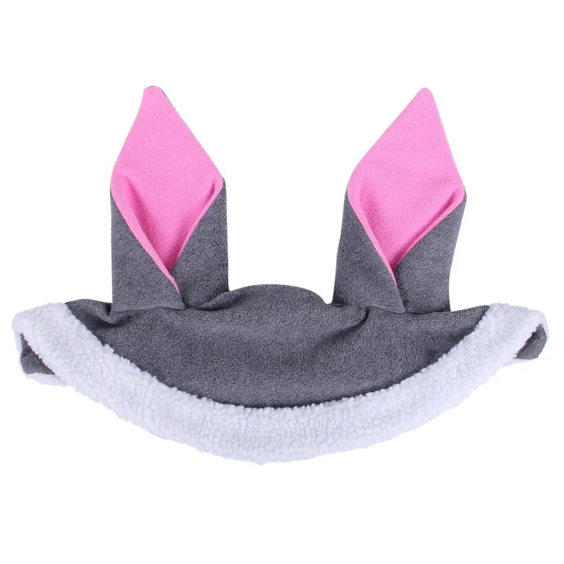 QHP Easter Bunny Novelty Horse Ear Bonnet - Grey-1