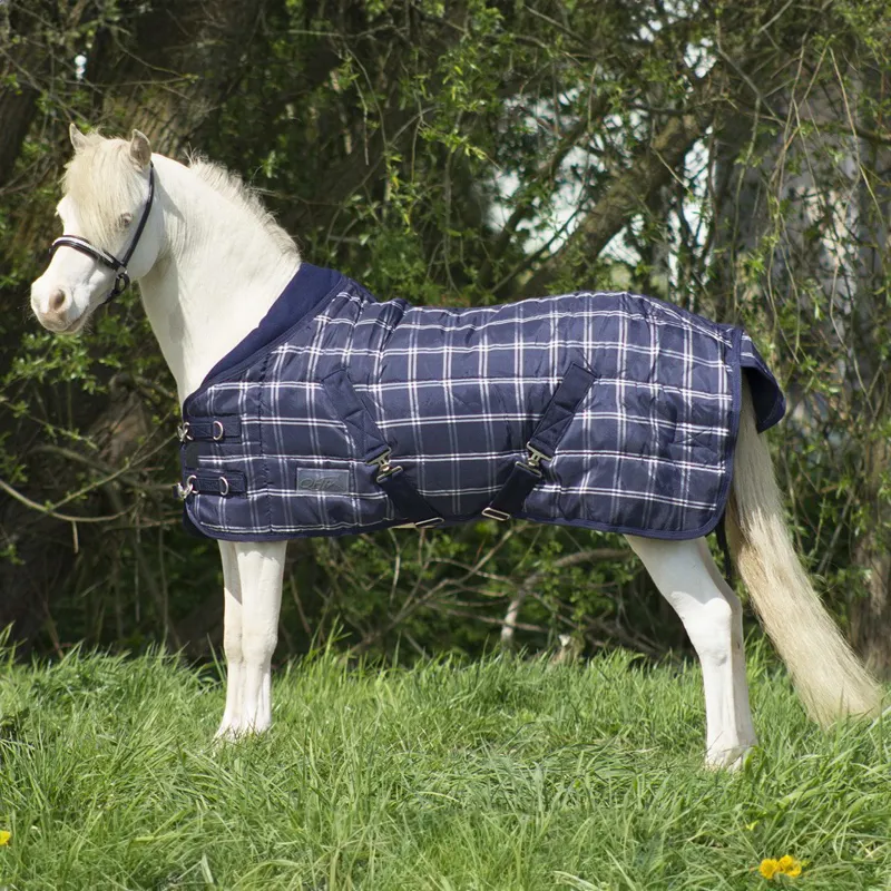 QHP Falabella 200g Standard Neck Stable Blanket - Navy Check