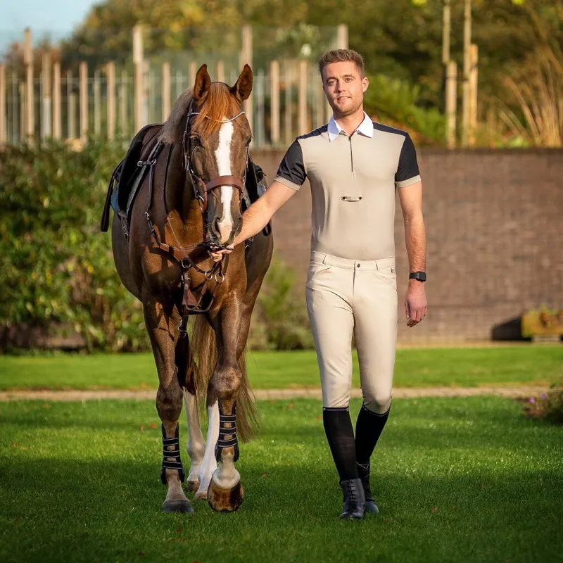 QHP Fillip Knee Grip Men's Competition Breeches - Beige-5