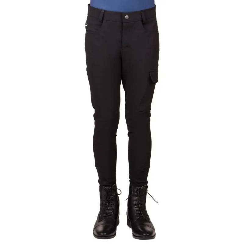 QHP Swen Knee Grip Junior Boys Breeches - Black