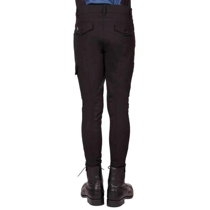 QHP Swen Knee Grip Junior Boys Breeches - Black-1