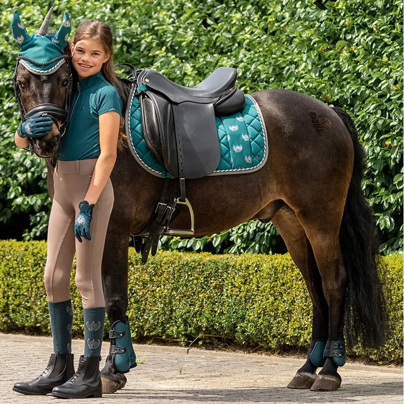QHP Veerle Unicorn Fly Bonnet - Teal-3