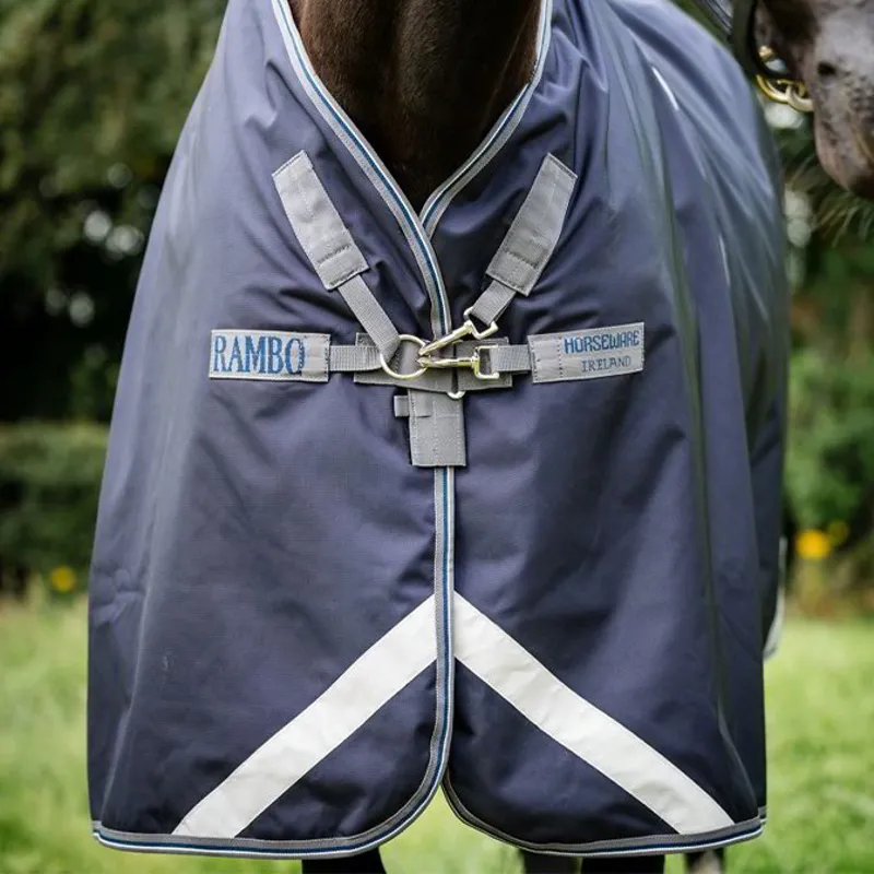 Rambo Optimo Plus 0g Turnout Blanket - Navy/Thunderstorm Grey/Silver-5
