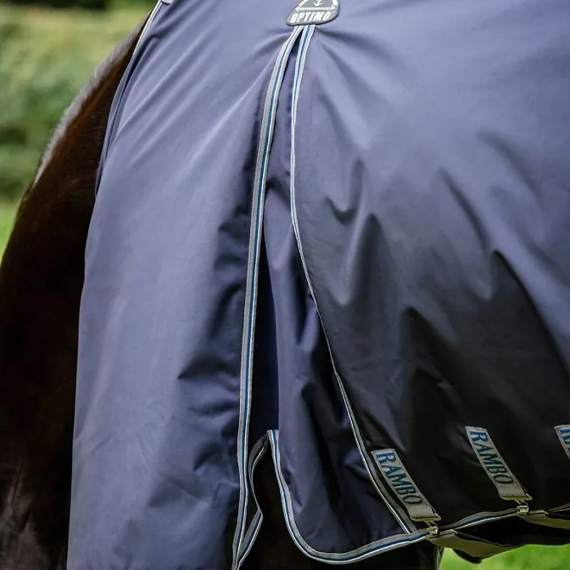 Rambo Optimo Plus 0g Turnout Blanket - Navy/Thunderstorm Grey/Silver-6