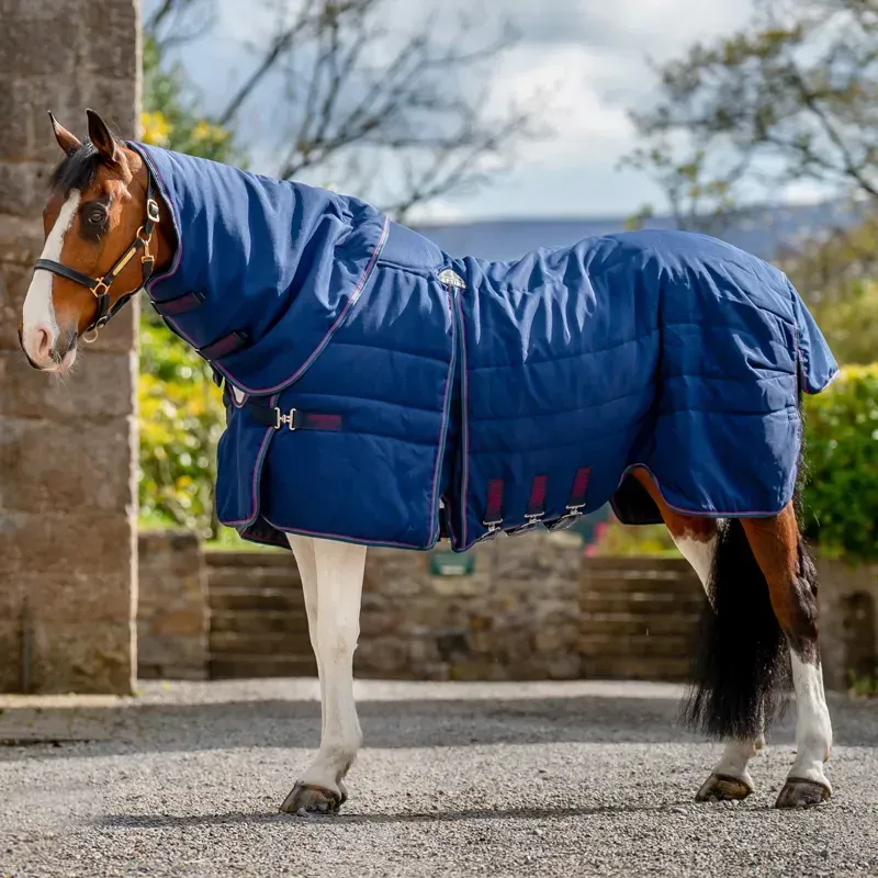 Rambo Optimo Plus 200g Medium Stable Blanket - Navy/Burgundy/Teal/Navy