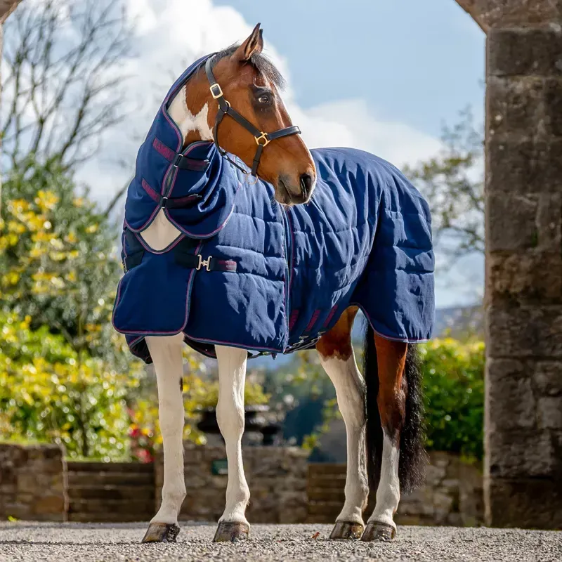 Rambo Optimo Plus 200g Medium Stable Blanket - Navy/Burgundy/Teal/Navy-1