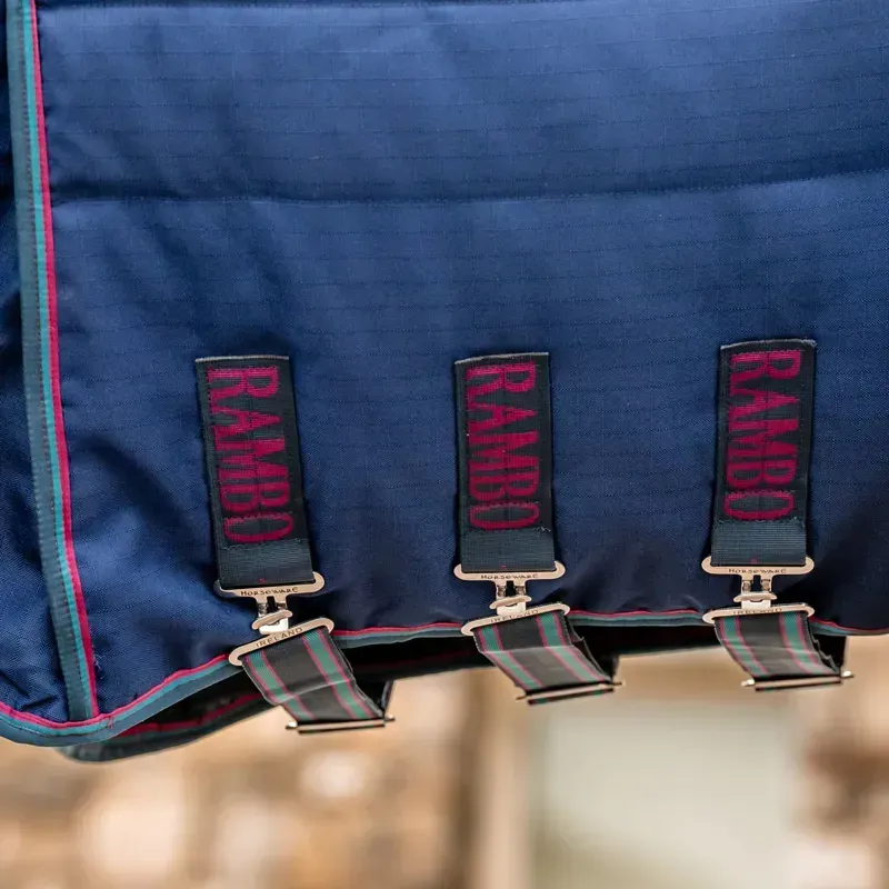Rambo Optimo Plus 200g Medium Stable Blanket - Navy/Burgundy/Teal/Navy-4